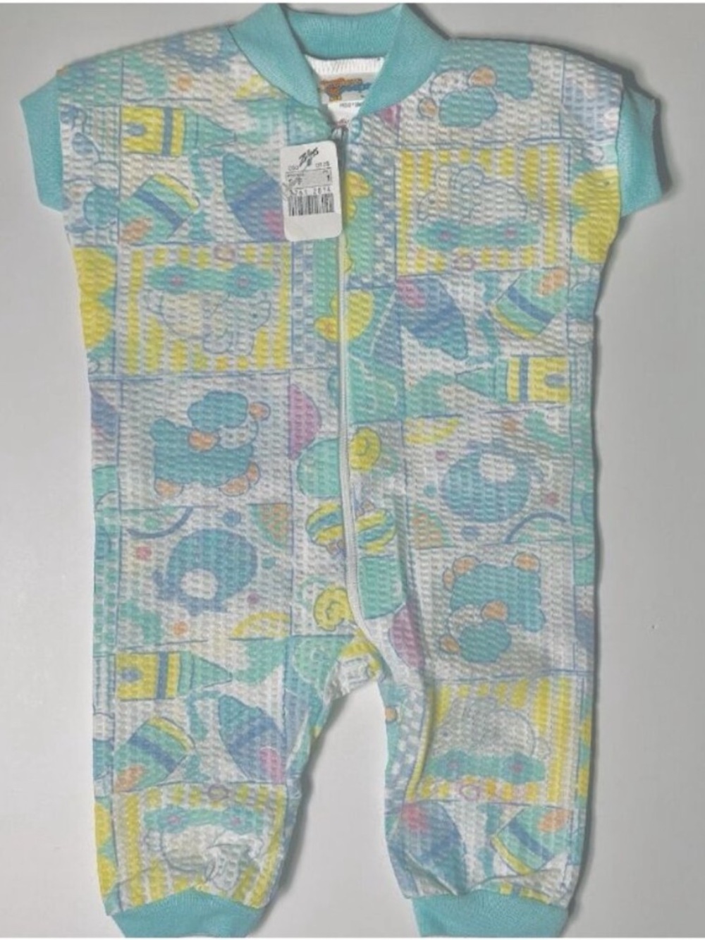 RARE NWT 80s Vintage Zellers Jeepers Creepers Waffle Weave Pastel 3M S Romper